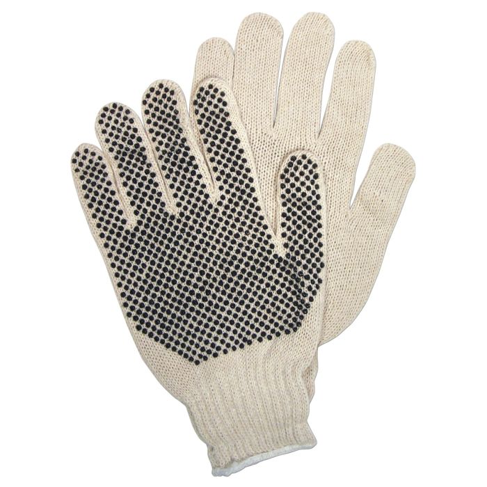 MCR Safety 9650MM PVC Dotted Cotton String Knit Work Gloves, Natural, Medium, Box of 12 Pairs