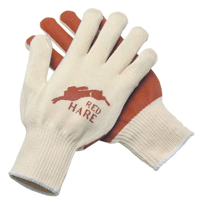MCR Safety Red Hare 9670 Nitrile Coated Cotton String Knit Work Gloves, Natural, Box of 12 Pairs