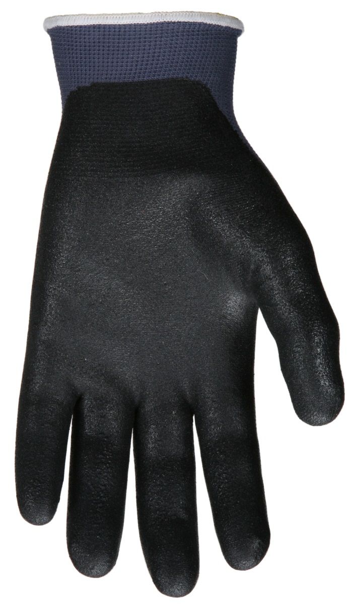 MCR Safety NXG 9673SF 13 Gauge Nylon Shell, Sandy Nitrile Foam Coated Work Gloves, Black, Box of 12 Pairs