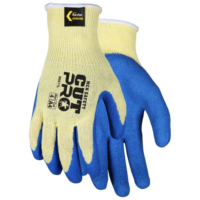 MCR Safety Cut Pro 96871 10 Gauge Kevlar Shell, Cut Resistant Work Gloves, Yellow, Box of 12 Pairs