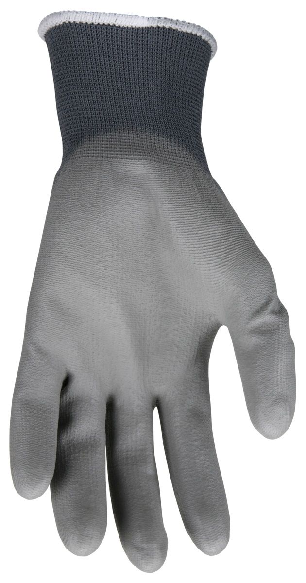 MCR Safety NXG 9696 13 Gauge Nylon Shell, Polyurethane Coated Work Gloves, Gray, Box of 12 Pairs