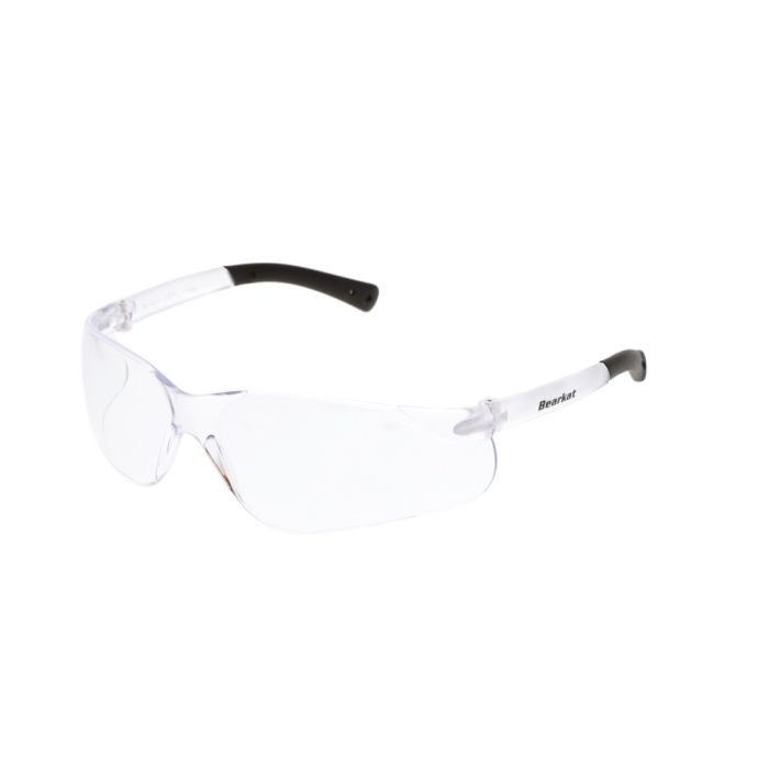 MCR Safety BearKat BK010 Soft Non-Slip Temple, Uncoated Lens Safety Glasses, Clear, One Size Box of 12