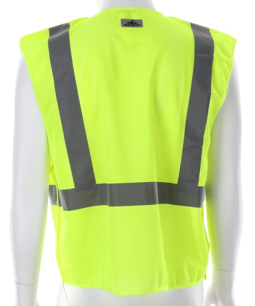 MCR Safety Luminator CL2ML ANSI Type R Class 2 Mesh Fabric Reflective Safety Vest, Hi-Vis Lime, 1 Each