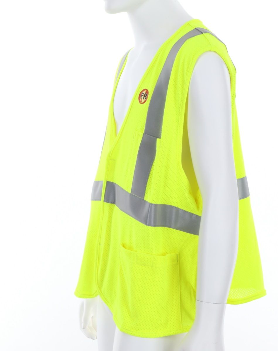 MCR Safety FRMCL2ML Class 2 Mesh Flame Resistant Safety Vest, Fluorescent Lime, 1 Each