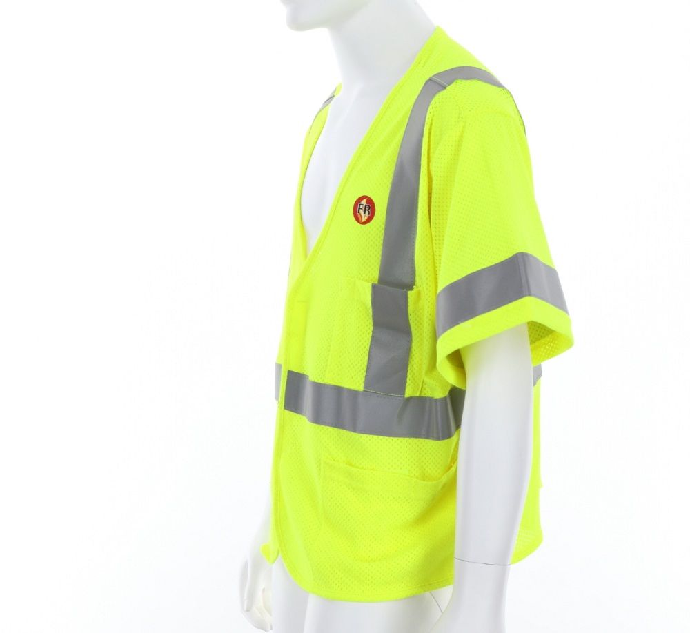 MCR Safety FRMCL3ML Class 3 Flame Resistant Mesh Modacrylic Safety Vest, Fluorescent Lime, 1 Each