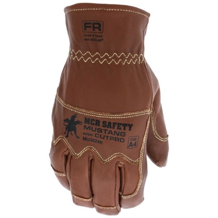 MCR Safety Mustang MU3624K Grain Goat Leather Drivers Utility Work Gloves, Brown, 1 Pair Each