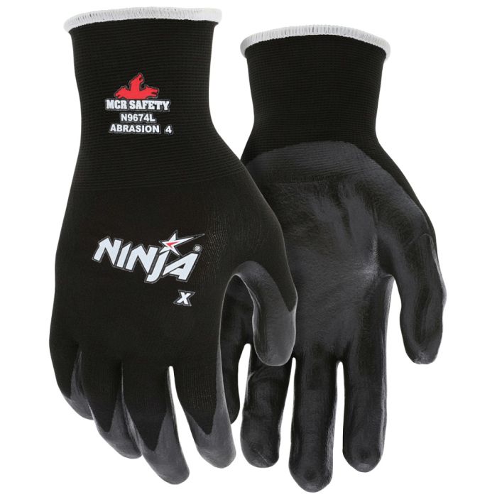 MCR Safety Ninja X N9674 15 Gauge Nylon Lycra Blended Shell Work Gloves, Black, 1 Pair