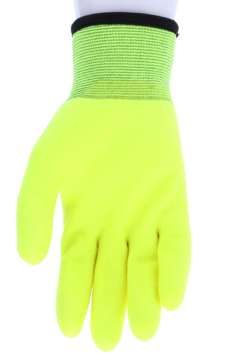MCR Safety Ninja Ice N9690HV Over the Knuckle Coated, Insulated Work Gloves, Hi-Vis Lime, Box of 12 Pairs