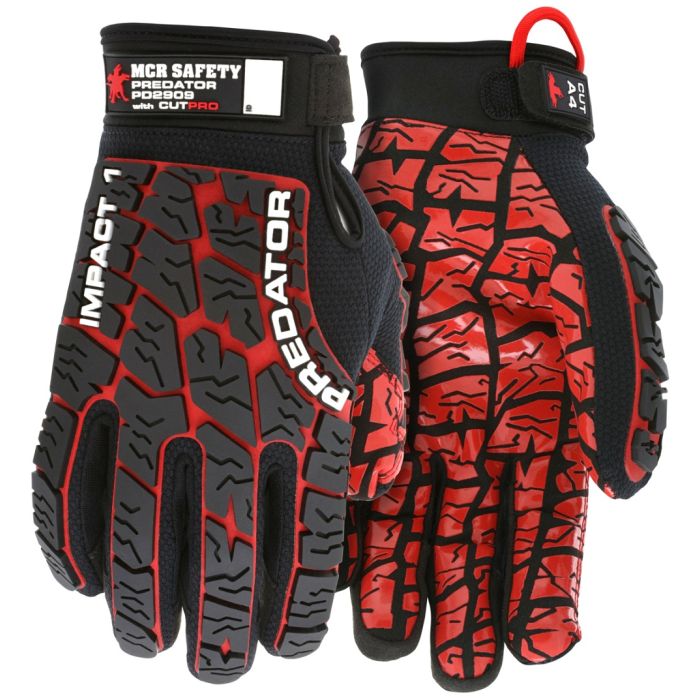 MCR Safety Predator PD2909 Impact Resistant Mechanics Work Gloves, Black, 1 Pair Each