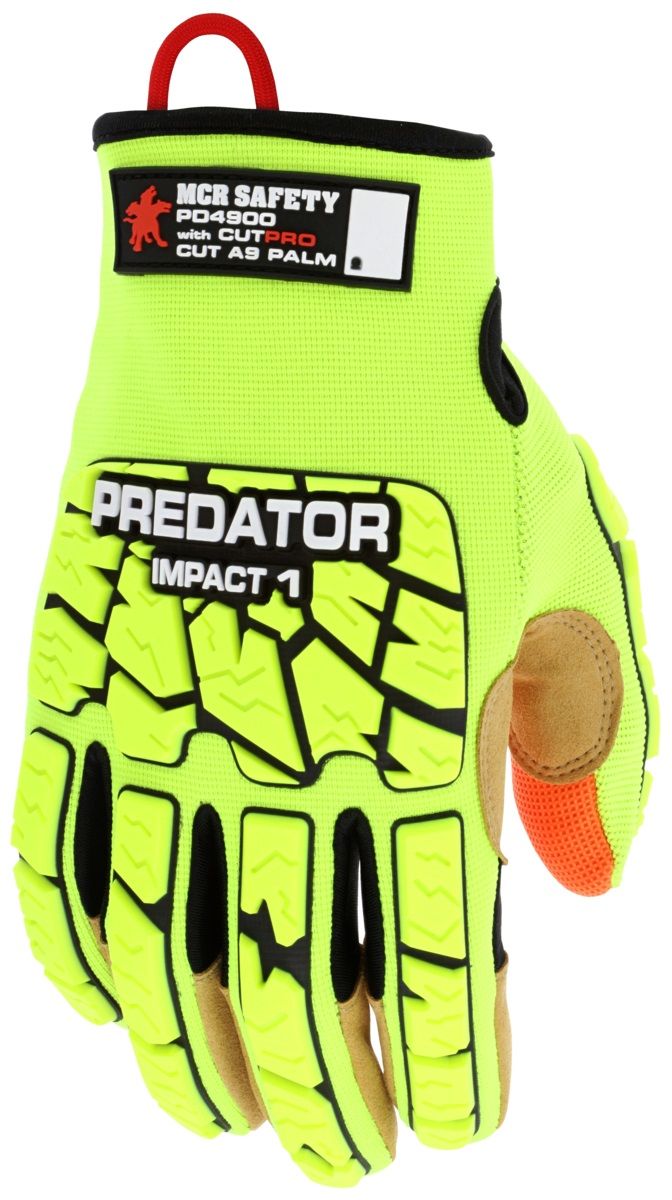 MCR Safety Predator PD4900 Cut Resistant Mechanics Work Gloves, Hi-Vis Lime, 1 Pair Each