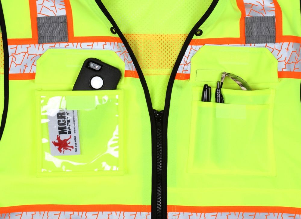 MCR Safety Luminator PSURVCL2LS Premium Hi Vis Reflective Safety Vest, Hi-Vis Lime, 1 Each