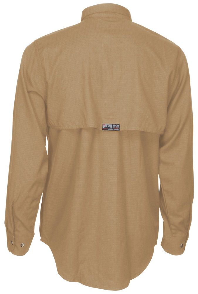 MCR Safety Summit Breeze SBS1003 Long Sleeve Flame Resistant Shirt, Tan, 1 Each