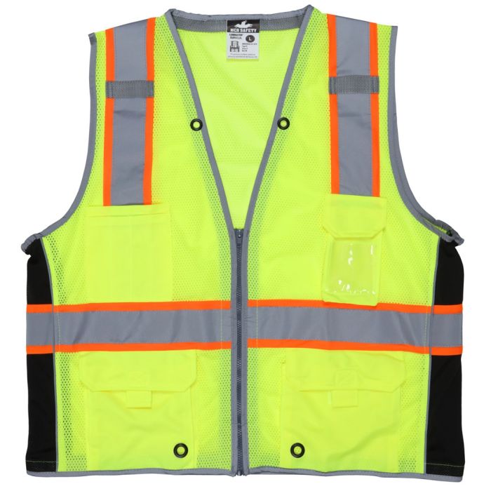 MCR Safety Luminator SURVCL2L Mesh Fabric Hi Vis Reflective Safety Vest, Hi Vis Lime, 1 Each