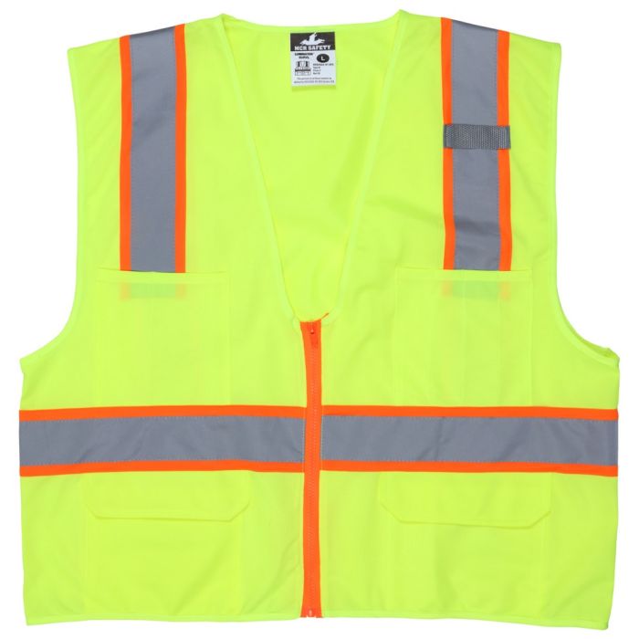 MCR Safety Luminator SURVL Class 2 High Visibility Reflective Safety Vest, Hi Vis Lime, 1 Each