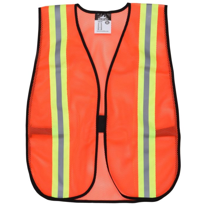 MCR Safety V201R Lightweight Polyester Mesh Safety Vest, Hi Vis Orange, One Size, Box of 12