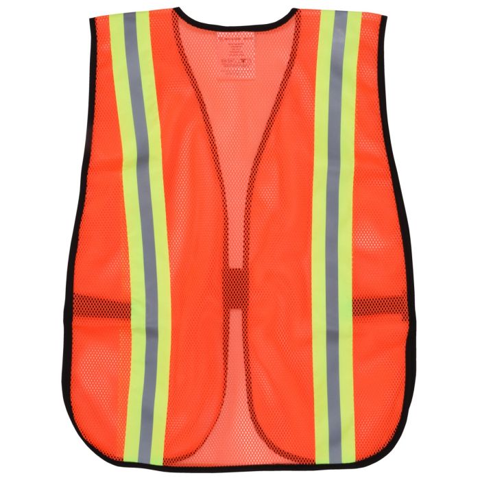 MCR Safety V201R Lightweight Polyester Mesh Safety Vest, Hi Vis Orange, One Size, Box of 12