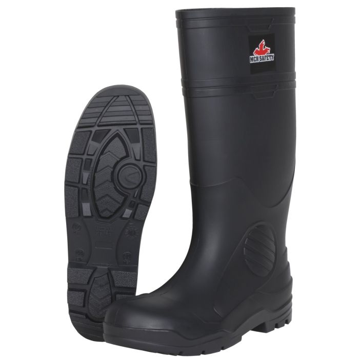 MCR Safety VBP120 Rugged Waterproof PVC Work Boots, Black, 1 Each