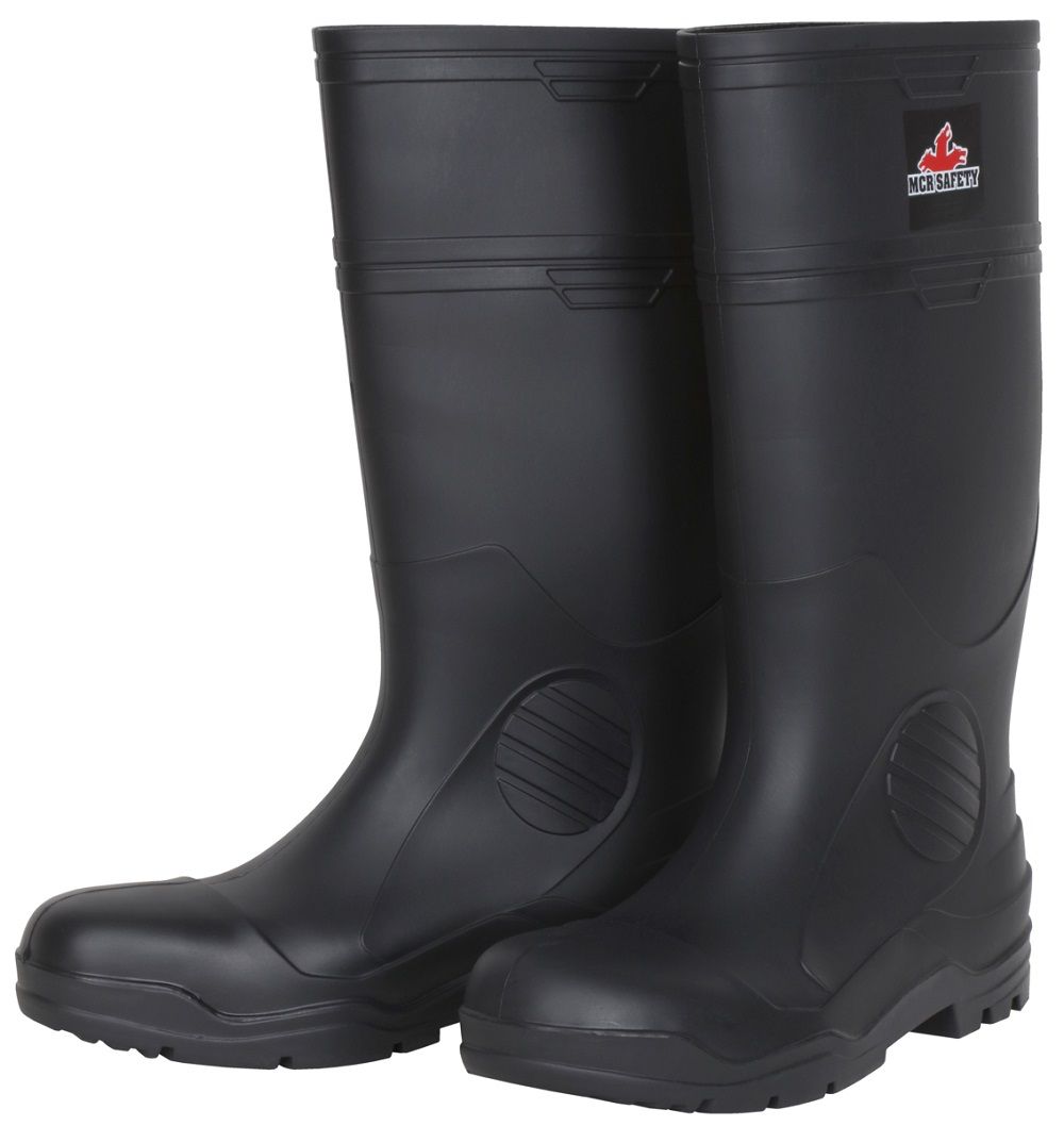 MCR Safety VBP120 Rugged Waterproof PVC Work Boots, Black, 1 Each