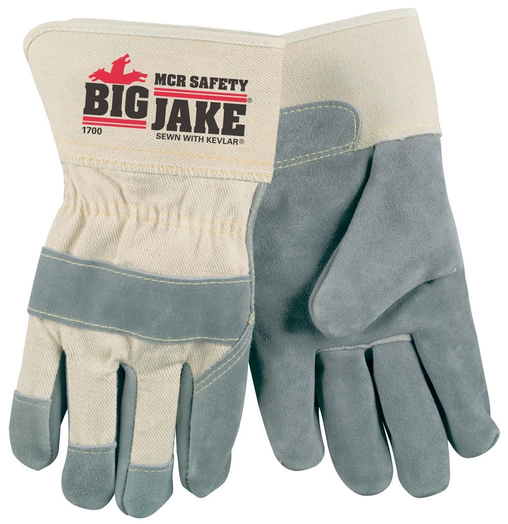 MCR Safety Big Jake VP1700 Premium Leather Work Gloves, Gray, Case of 36