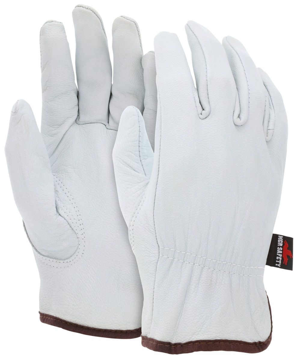 MCR Safety VP3611 Keystone Thumb Leather Drivers Work Gloves, White, Case of 120