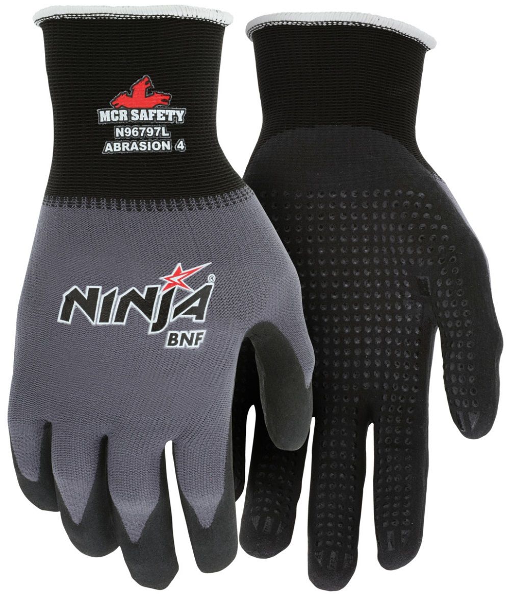 MCR Safety Ninja VPN96797 15 Gauge NFT Coated Work Gloves, Gray, Case of 144