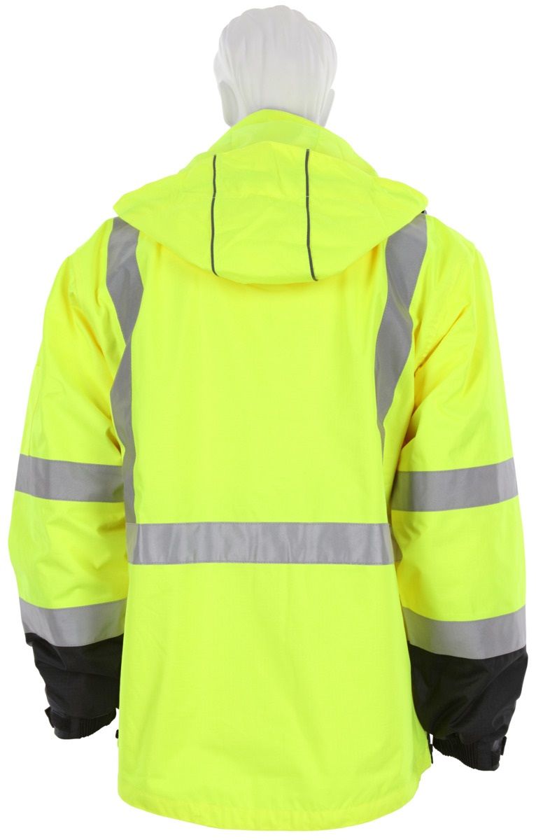 MCR Safety VT238JH Detachable Hood Multi Layered Winter Rain Jacket, Hi Vis Lime, 1 Each
