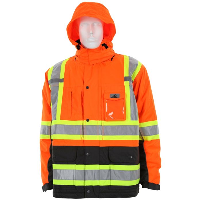 MCR Safety VT31JH Double Insulated Vortex High Visibility Rain Gear Winter Jacket, Hi Vis Orange, 1 Each
