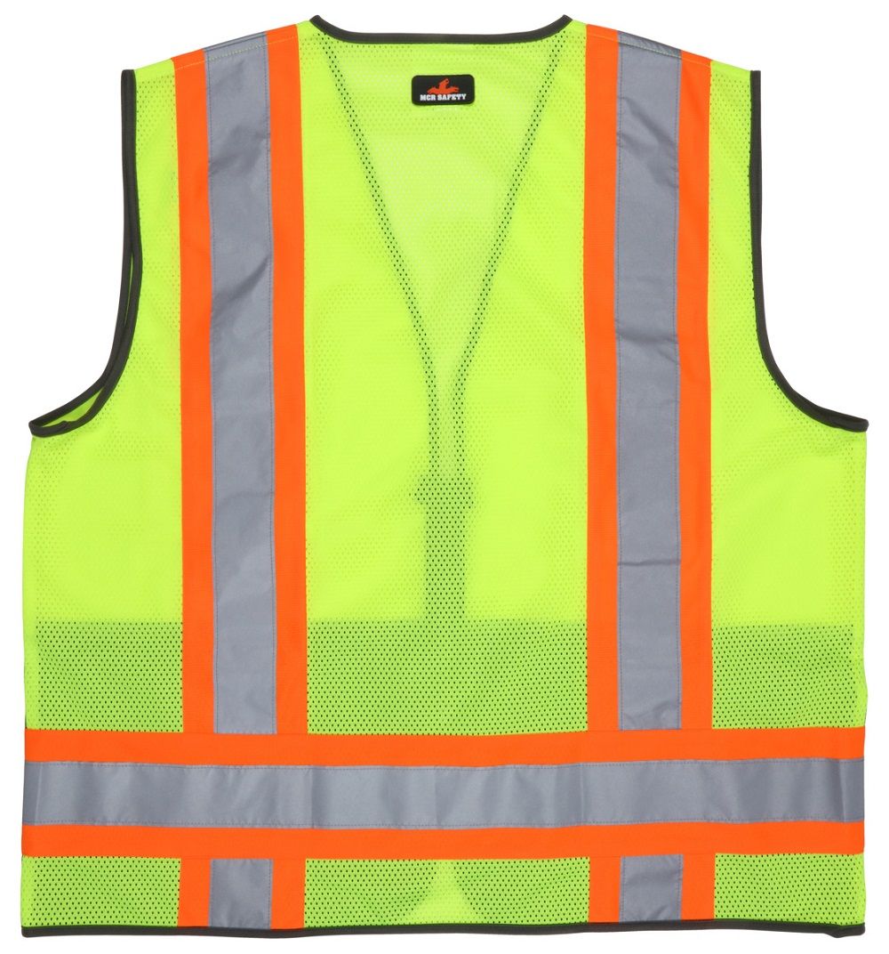 MCR Safety Luminator WCCL2MLSZ ANSI Type R Class 2 Reflective Safety Vest, Hi Vis Lime, 1 Each
