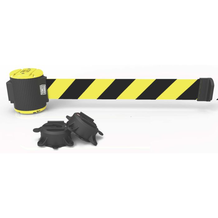 Banner Stakes MH5007 30' Magnetic Wall Mount Barrier, Black/Yellow Stripe