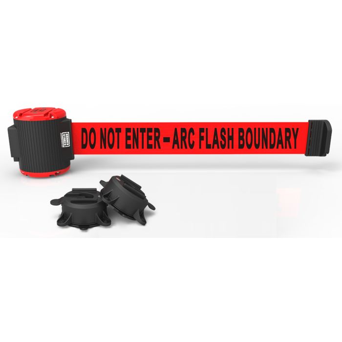 Banner Stakes MH5011 30' Magnetic Wall Mount Barrier, Do Not Enter - Arc Flash Boundary, Red, 1 Each