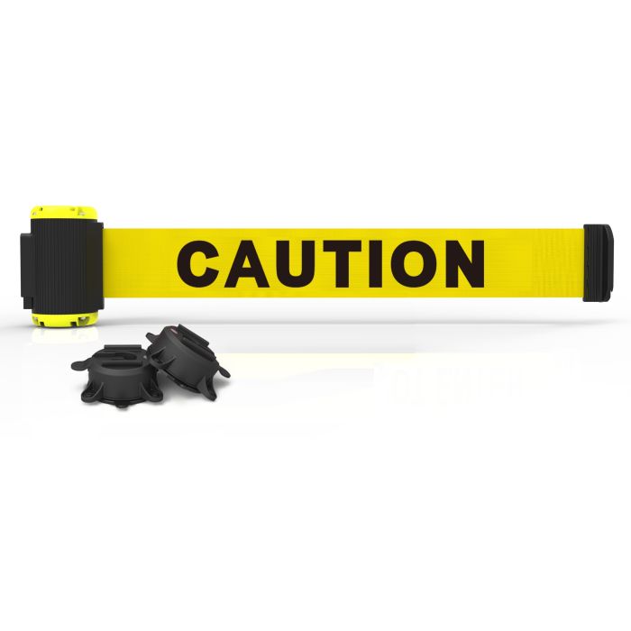 Banner Stakes MH7001 7' Magnetic Wall Mount Barrier, Caution