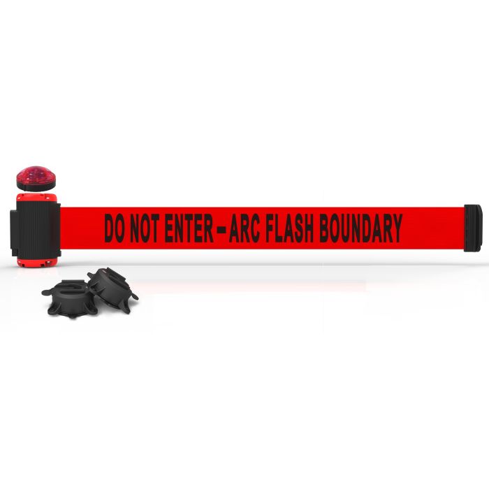 Banner Stakes MH7010L 7' Magnetic Wall Mount Barrier with Light Kit - "Do Not Enter - Arc Flash Boundary" Banner