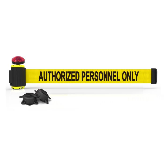 Banner Stakes MH7013L 7' Magnetic Wall Mount Barrier with Light Kit - "Authorized Personnel Only" Banner