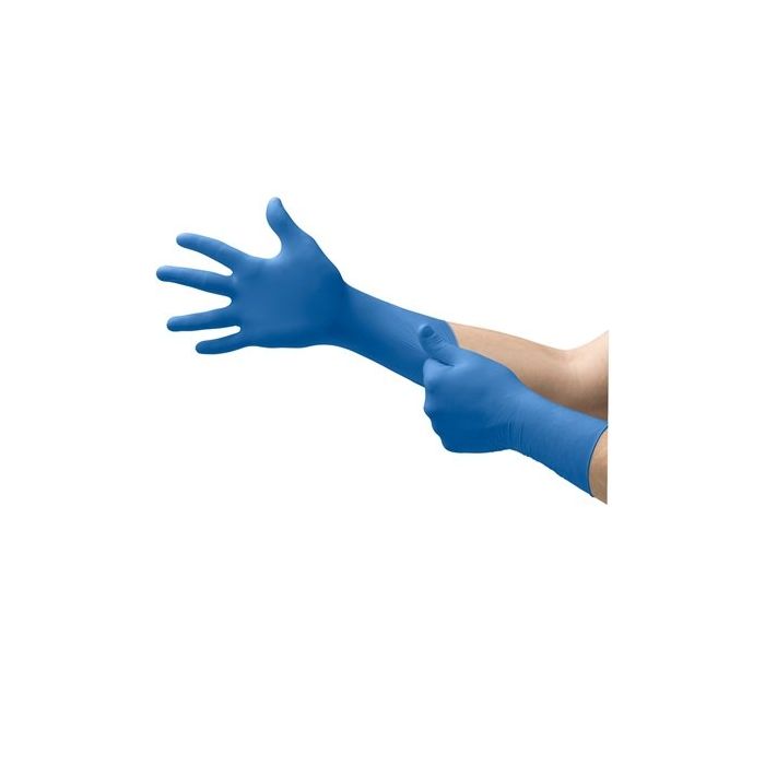 Ansell MicroFlex SafeGrip SG-375 Disposable Latex Glove, Blue, 50 Gloves per Box, Case of 10 Boxes
