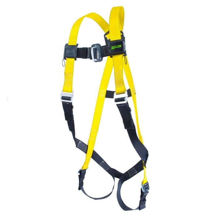 Honeywell Miller 850/UYK Standard Non-Stretch Harness with Pull-Free Lanyard Rings and Fall Indicator, Yellow, One Size, 1 Each