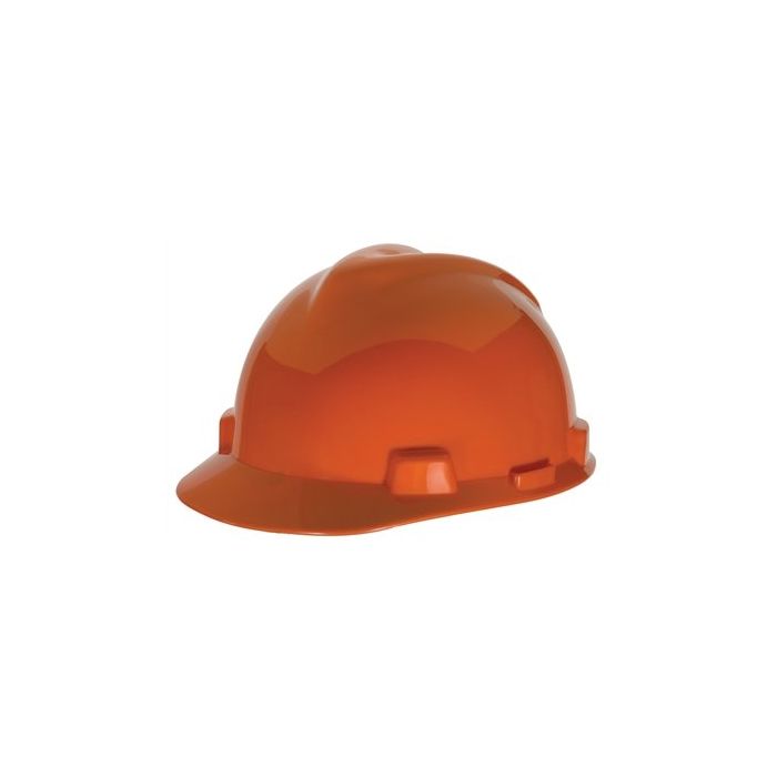 MSA Hard Hat V Gard Slotted Cap Orange  Fas Trac III Suspension (1 EA)