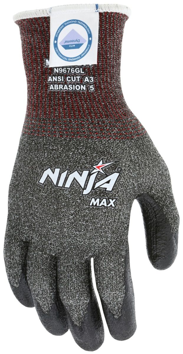 MCR Safety Cut Pro N9676G Ninja Max Cut Resistant Work Gloves, Gray, Box of 12 Pairs