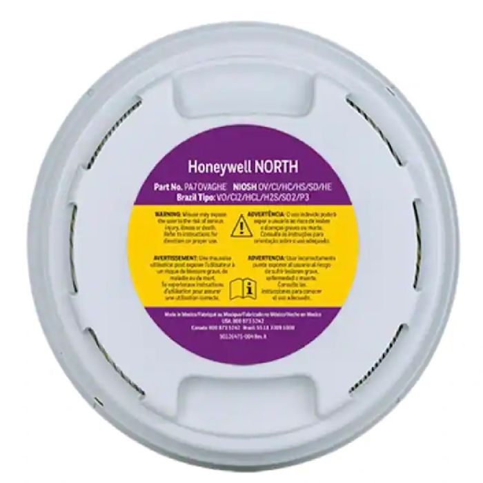 Honeywell North PA7OVAGHE Organic Vapor, Acid Gas Cartridge with HEPA Filter, Gray, One Size, 1 Each