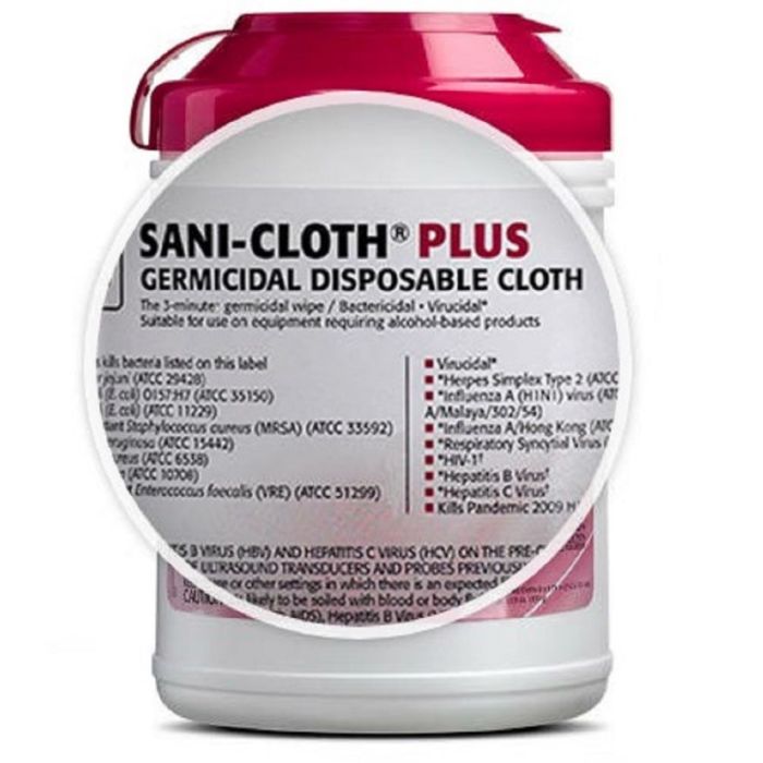 PDI Q89072 Sani-Cloth Plus Surface Germicidal Disposable Cloth, Canister, White, 1 Each