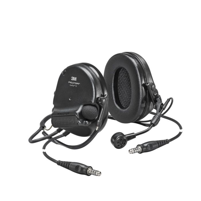3M PELTOR MT20H682BB-19N SVS SwatTac VI NIB Headset, Dual Downlead, Neckband, Black, 1 Each