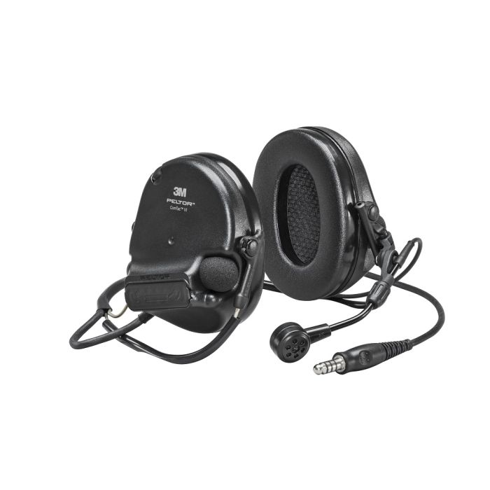 3M PELTOR MT20H682BB-47N SVS SwatTac VI NIB Headset, Single Downlead, Neckband, Black, 1 Each