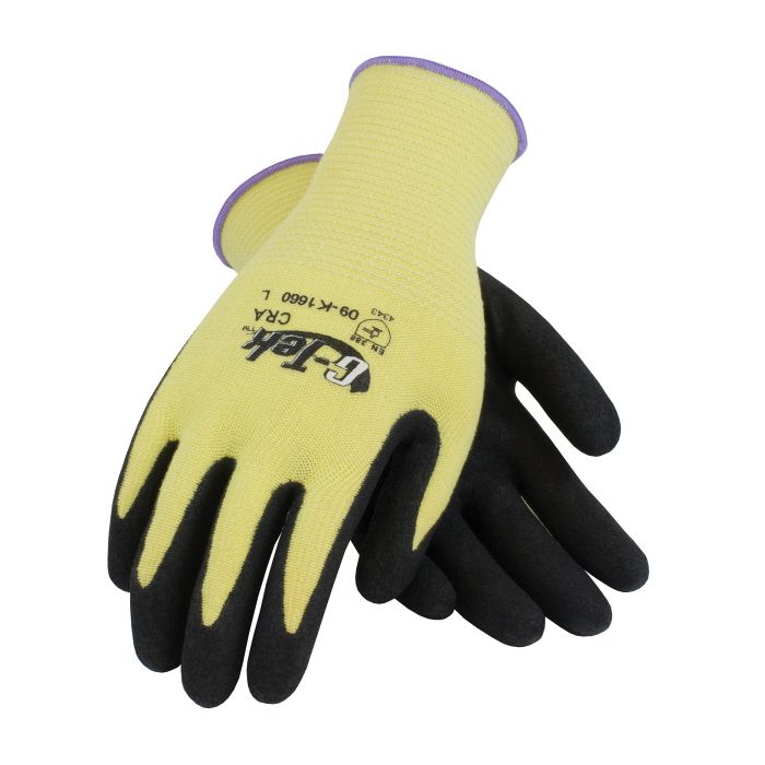 PIP G-Tek KEV 09-K1660 Seamless Knit Kevlar Glove Nitrile Coated with MicroFinish Grip - Medium Weight, Box of 12