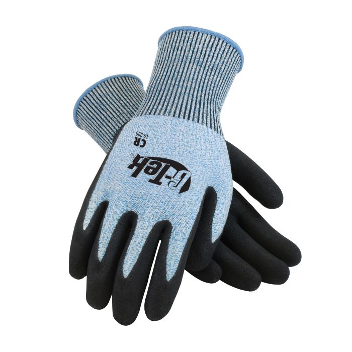 PIP G-Tek 16-330 PolyKor Seamless Knit Blended Glove with Double Dipped Nitrile Coated MicroSurface Grip, 1 Dozen