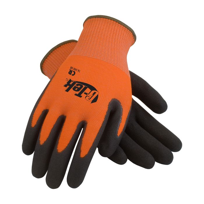 PIP G-Tek 16-340OR PolyKor Blended Glove with Double-Dipped Nitrile Coated Micro-Surface Grip, Box of 12