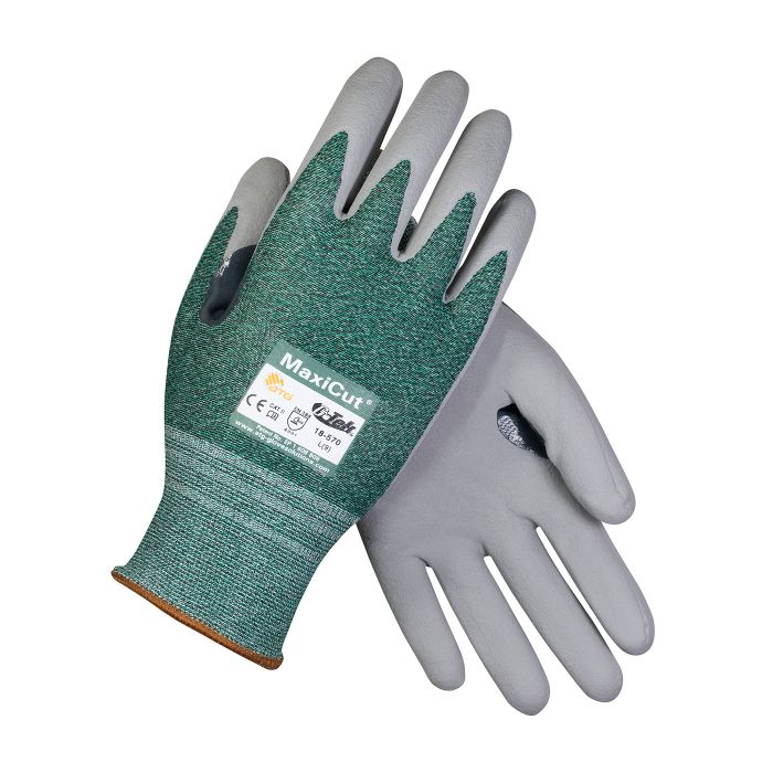 PIP ATG 18 570 MaxiCut Gloves ANSI A2 EN 3 Nitrile Micro Foam Green/Gray (1 DZ)