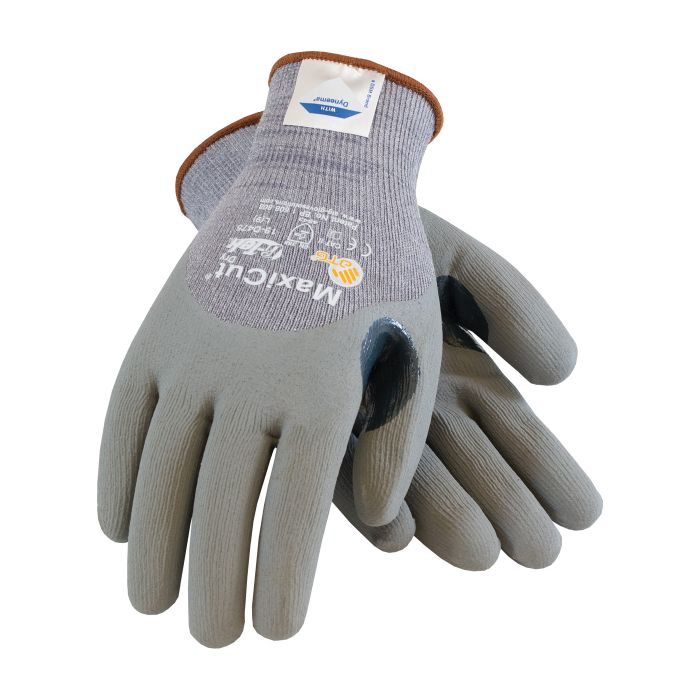 PIP ATG 19 D475 MaxiCut Dry Gloves ANSI A4 EN 5 Dyneema Nitrile Foam Gray (1 DZ)