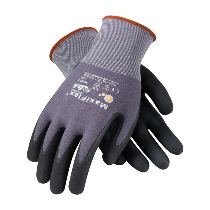 PIP ATG 34-874 Maxiflex Ultimate Gloves Micro Foam Nitrile Coated Palm Coat, 1 Pair