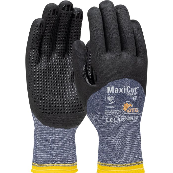 PIP ATG 44-3455 MaxiCut Ultra DT Over the Knuckle Premium Nitrile Coated, MicroFoam Grip Gloves, Blue, Box of 12 Pairs