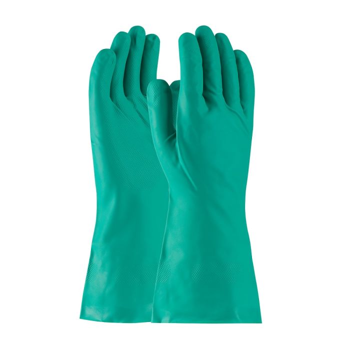 PIP Assurance 50-N140G 15 Mil Unlined and Unsupported Nitrile Gloves with Raised Diamond Grip, Green, Box of 12
