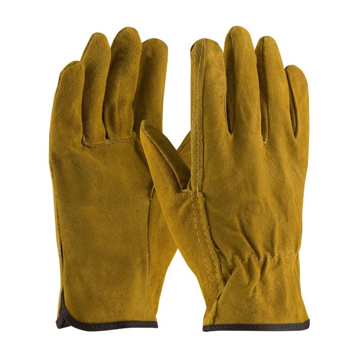 PIP 69-138 Regular Grade Split Cowhide Leather Drivers Glove, Brown, Box of 12 Pairs